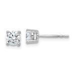 Sterling Silver Rhodium-plated 3/4 carat Lab Grown Diamond VS+ F+ Round Complete Four Prong Stud Earrings