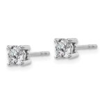 Sterling Silver Rhodium-plated 3/4 carat Lab Grown Diamond VS+ F+ Round Complete Four Prong Stud Earrings - Image 2
