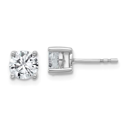 18k White Gold 1/2 carat Lab Grown Diamond VS+ F+ Round Complete Four Prong Stud Earrings