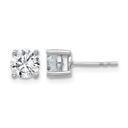 14k White Gold 1 3/4 carat Lab Grown Diamond VS/SI+ G+ Round Complete Four Prong Heavyweight Stud Earrings