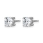 14k White Gold 2 carat Lab Grown Diamond VS+ F+ Round Complete Four Prong Heavyweight Stud Earrings - Image 2