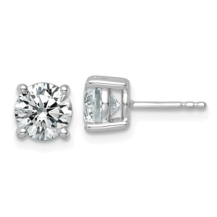 Platinum 2 1/2 carat Lab Grown Diamond VS+ F+ Round Complete Four Prong Stud Earrings