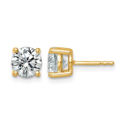 14k 2 1/2 carat Lab Grown Diamond VS+ F+ Round Complete Four Prong Heavyweight Stud Earrings