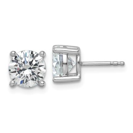 18k White Gold 3 carat Lab Grown Diamond VS+ F+ Round Complete Four Prong Stud Earrings
