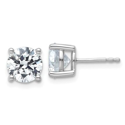 Platinum 4 carat Lab Grown Diamond VS+ F+ Round Complete Four Prong Stud Earrings