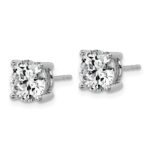 Platinum 4 carat Lab Grown Diamond VS+ F+ Round Complete Four Prong Stud Earrings - Image 2