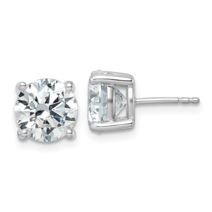 18k White Gold 5 carat Lab Grown Diamond VS+ F+ Round Complete Four Prong Stud Earrings