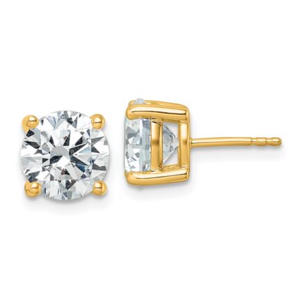 18k 5 carat Certified Lab Grown Diamond VS+ F+ Round Complete Four Prong Stud Earrings