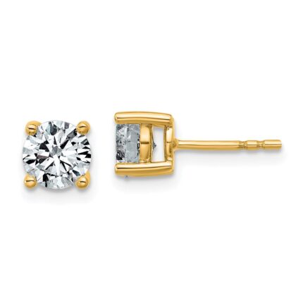 14k 1 1/2 carat Lab Grown Diamond VS/SI+ G+ Round Complete Four Prong Lightweight Stud Earrings