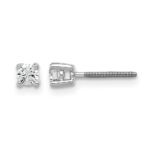 14k White Gold 1/5 carat Certified Lab Grown Diamond VS+ F+ Round Complete Four Prong Screwback Heavyweight Stud Earrings