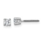 18k White Gold 1/4 carat Certified Lab Grown Diamond VS+ F+ Round Complete Four Prong Screwback Stud Earrings