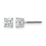 14k White Gold 3/4 carat Certified Lab Grown Diamond VS+ F+ Round Complete Four Prong Screwback Heavyweight Stud Earrings