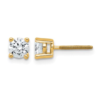 14k 3/4 carat Lab Grown Diamond VS+ F+ Round Complete Four Prong Screwback Heavyweight Stud Earrings