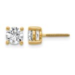 14k 1 carat Certified Lab Grown Diamond VS/SI+ G+ Round Complete Four Prong Screwback Heavyweight Stud Earrings