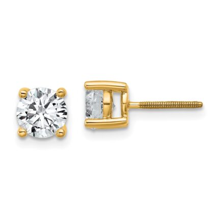18k 1/2 carat Lab Grown Diamond VS+ F+ Round Complete Four Prong Screwback Stud Earrings