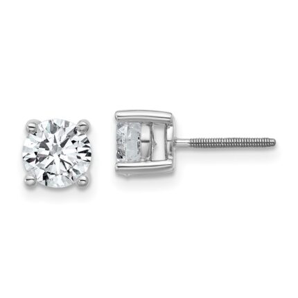 Platinum 1 1/2 carat Lab Grown Diamond VS+ F+ Round Complete Four Prong Screwback Stud Earrings