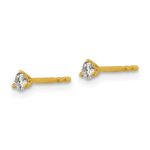 14k 1/6 carat Lab Grown Diamond VS+ F+ Round Complete Three Prong Stud Earrings - Image 2