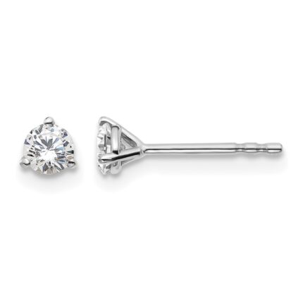 14k White Gold 1/3 carat Lab Grown Diamond VS+ F+ Round Complete Three Prong Stud Earrings
