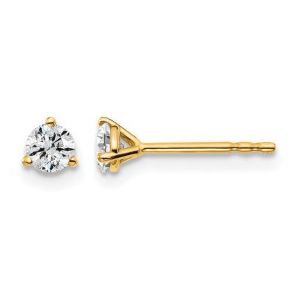 14k 1/3 carat Lab Grown Diamond VS/SI+ G+ Round Complete Three Prong Stud Earrings
