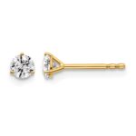 14k 3/8 carat Lab Grown Diamond VS+ F+ Round Complete Three Prong Stud Earrings