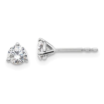 18k White Gold 1/2 carat Lab Grown Diamond VS+ F+ Round Complete Three Prong Stud Earrings
