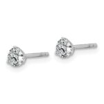 Platinum 1/2 carat Lab Grown Diamond VS+ F+ Round Complete Three Prong Stud Earrings - Image 2