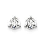 14k White Gold 1/2 carat Certified Lab Grown Diamond VS/SI+ G+ Round Complete Three Prong Stud Earrings - Image 3