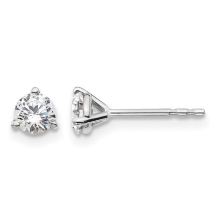 14k White Gold 1/2 carat Lab Grown Diamond VS/SI+ G+ Round Complete Three Prong Stud Earrings
