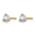 14k 1/2 carat Lab Grown Diamond VS/SI+ G+ Round Complete Three Prong Stud Earrings - Image 2