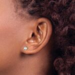 14k 1/2 carat Lab Grown Diamond VS/SI+ G+ Round Complete Three Prong Stud Earrings - Image 3