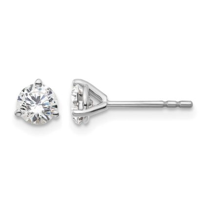14k White Gold 5/8 carat Lab Grown Diamond VS/SI+ G+ Round Complete Three Prong Stud Earrings