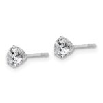 Platinum 3/4 carat Lab Grown Diamond VS+ F+ Round Complete Three Prong Stud Earrings - Image 2