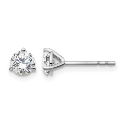 14k White Gold 3/4 carat Certified Lab Grown Diamond VS/SI+ G+ Round Complete Three Prong Stud Earrings