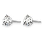14k White Gold 1 carat Lab Grown Diamond VS/SI+ G+ Round Complete Three Prong Stud Earrings - Image 2