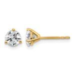 14k 1 carat Lab Grown Diamond VS+ F+ Round Complete Three Prong Stud Earrings