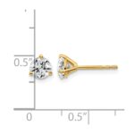 14k 1 carat Lab Grown Diamond VS+ F+ Round Complete Three Prong Stud Earrings - Image 5