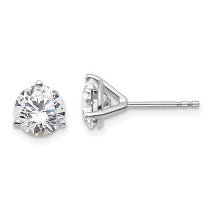 18k White Gold 1 1/2 carat Certified Lab Grown Diamond VS+ F+ Round Complete Three Prong Stud Earrings