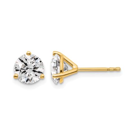 14k 1 3/4 carat Lab Grown Diamond VS+ F+ Round Three Prong Complete Stud Earrings