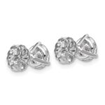 18k White Gold 2 carat Lab Grown Diamond VS+ F+ Round Complete Three Prong Stud Earrings - Image 3