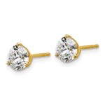 18k 2 carat Lab Grown Diamond VS+ F+ Round Complete Three Prong Stud Earrings - Image 2