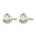 14k 2 carat Certified Lab Grown Diamond VS+ F+ Round Complete Three Prong Stud Earrings - Image 2