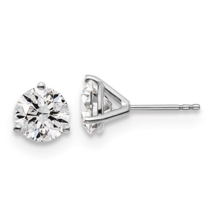 18k White Gold 3 carat Certified Lab Grown Diamond VS+ F+ Round Complete Three Prong Stud Earrings