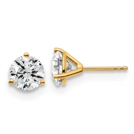 18k 3 carat Lab Grown Diamond VS+ F+ Round Complete Three Prong Stud Earrings