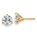 18k 4 carat Lab Grown Diamond VS+ F+ Round Complete Three Prong Stud Earrings