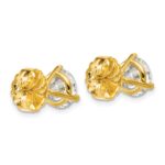 18k 4 carat Lab Grown Diamond VS+ F+ Round Complete Three Prong Stud Earrings - Image 3