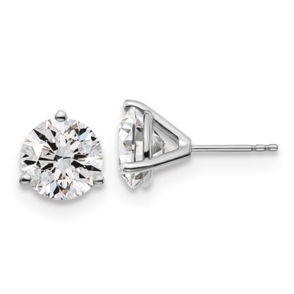 18k White Gold 5 carat Certified Lab Grown Diamond VS+ F+ Round Complete Three Prong Stud Earrings