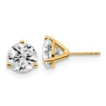 18k 5 carat Lab Grown Diamond VS+ F+ Round Complete Three Prong Stud Earrings
