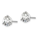 18k White Gold 6 carat Lab Grown Diamond VS+ F+ Round Complete Three Prong Stud Earrings - Image 2