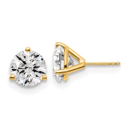 18k 6 carat Lab Grown Diamond VS+ F+ Round Complete Three Prong Stud Earrings
