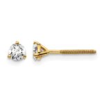 14k 1/3 carat Lab Grown Diamond VS/SI+ G+ Round Complete Three Prong Screwback Stud Earrings